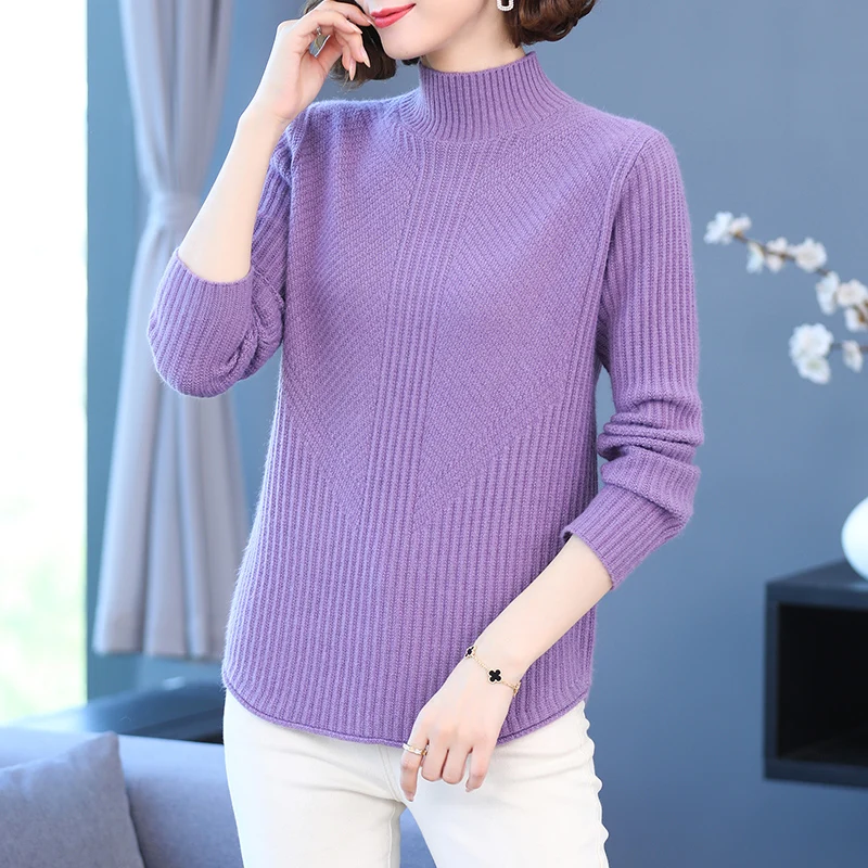 

Sweater women autumn and winter 2021 new fashion knitted bottoming shirt GRAY22