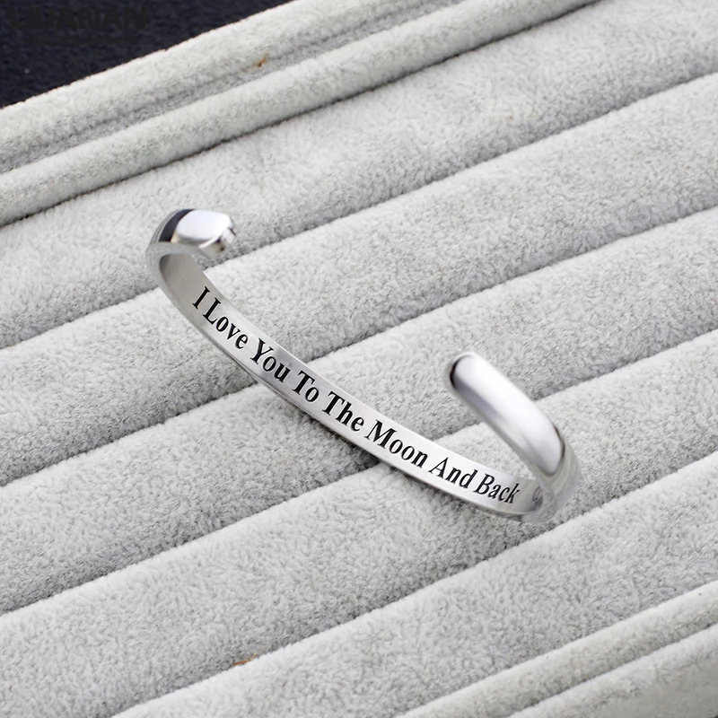 

6mm Women's Bracelet Bangle for Couple Wide Cuff Bracelet Stainless Steel Bracelet Jewelry Valentine's Day Gift Letter Bracelet