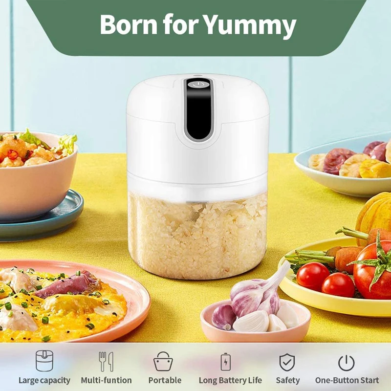 

Garlic Chopper, Electric Food Chopper, Portable and USB Rechargeable, Mini Chopper, for Onion/Garlic/Nut/Meat