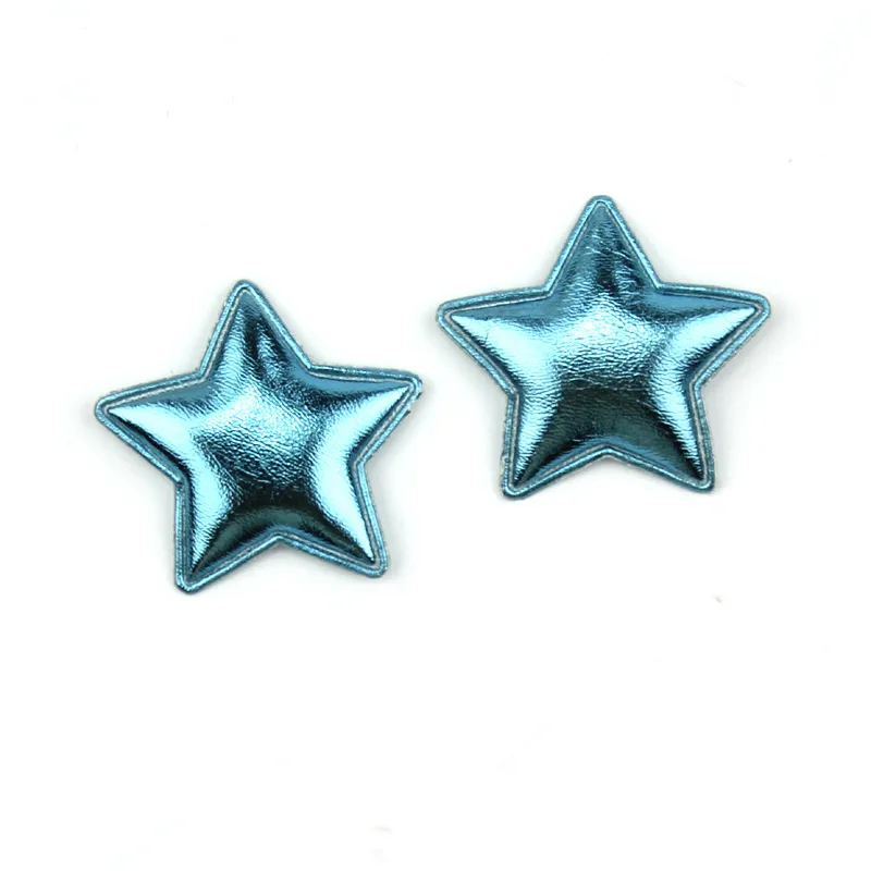 Blue 42 шт. 3,5 см ПУ Звезда Форма Мягкие аппликации для детей головные уборы детский зажим для волос патчи поставки DIY ремесло украшения - Цвет: Blue