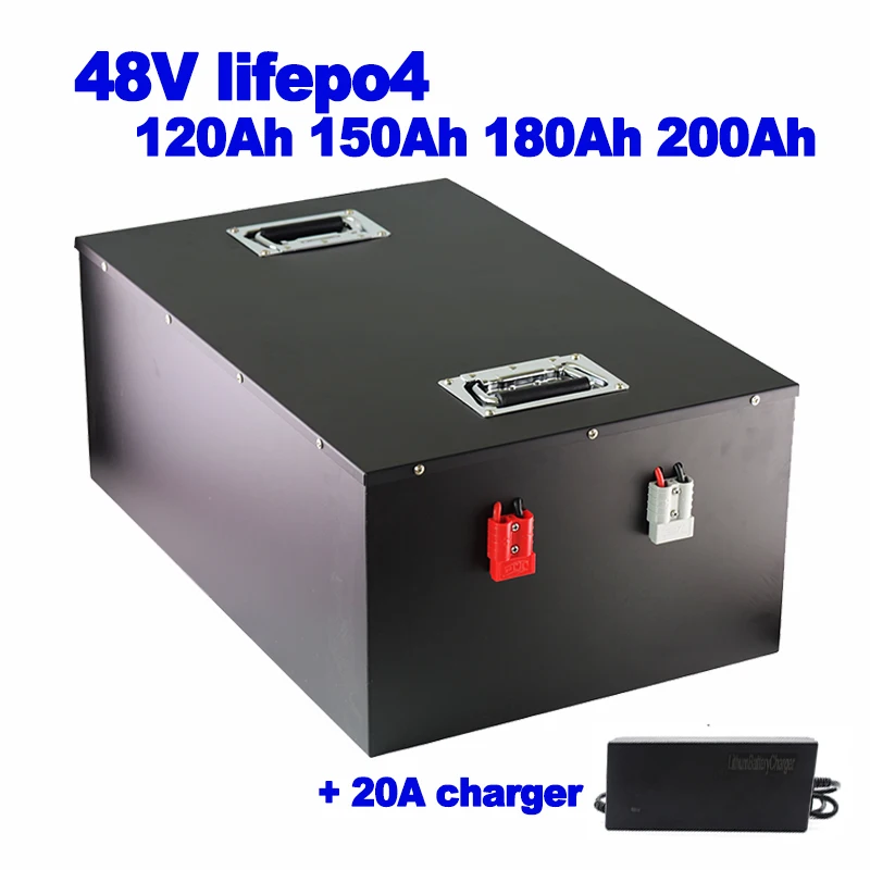 Lifepo4 батарея 48в 120Ач 150Ач 180Ач 200Ач Высокая мощность 5000вт 10000вт для RV EV мотора солнечной энергии UPS электровелосипеда AGV + 20А зарядное устройство.