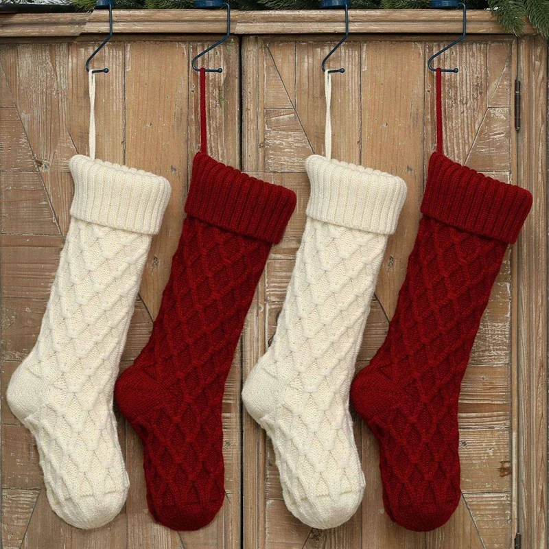 

Christmas Stockings, Cable Knit Rustic Christmas Decorations Personalized Classic Xmas Stocking 20inch Set of 4