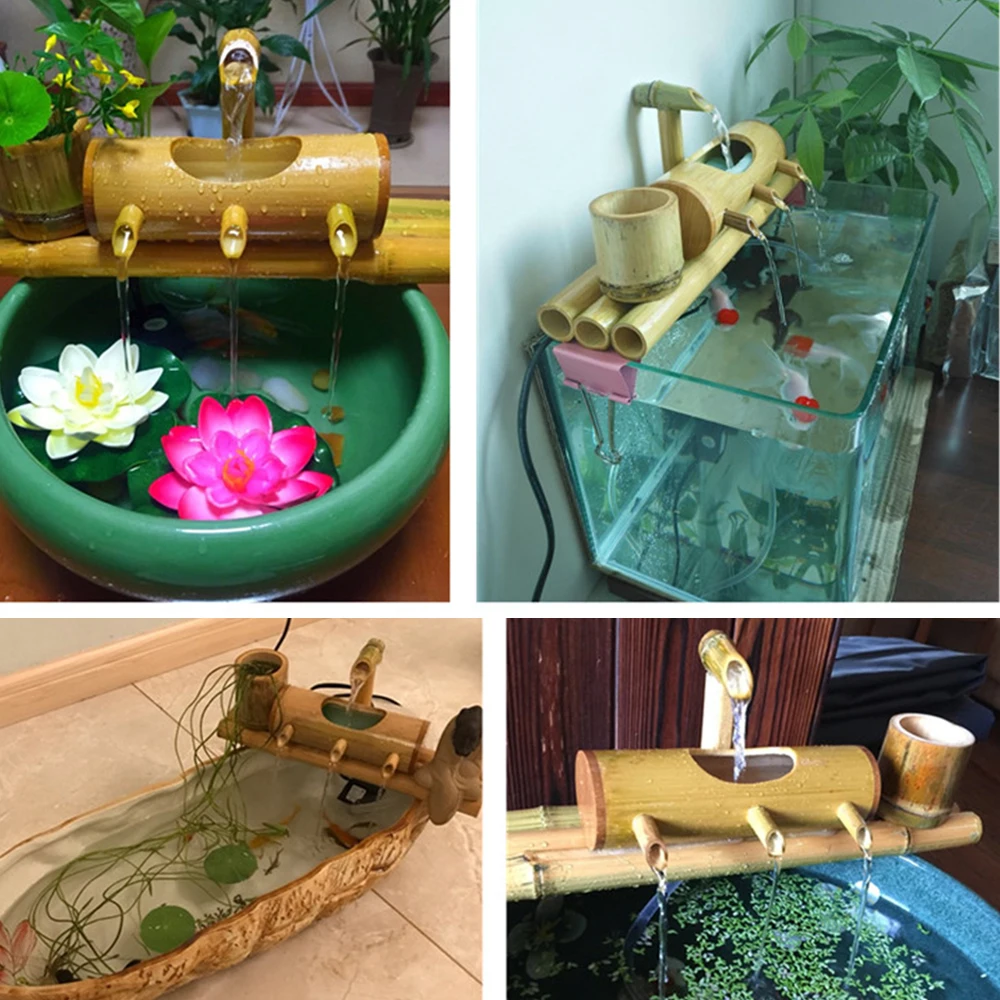 Бамбуковый аквариум переработка воды фэн шуй украшение трубка фонтан камень