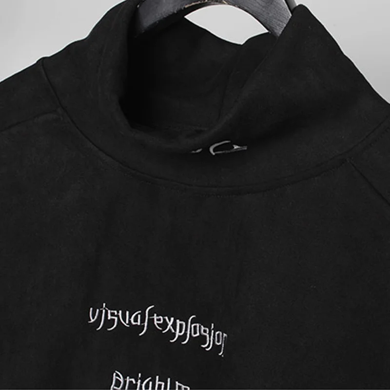 

Letter Men Embroidery Turtleneck Sweatshirt Streetwear 2021 Fashion Punk Function Harajuku Pullover Tops Vintage Techwear WB222