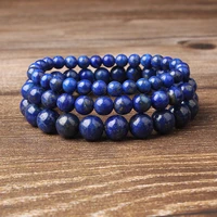 natural bracelet 8mm lapis lazuli stone beads bracelet bangle hand string for diy jewelry women and men amulet accessories