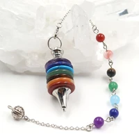 fysl silver plated layer colorful rainbow stone wheel of life pendant pendulum for dowsing jewelry