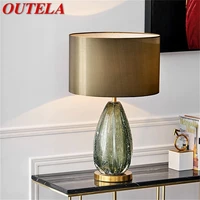 outela modern decorative table lamp green bedside led desk light for home bedroom living room office study hotel
