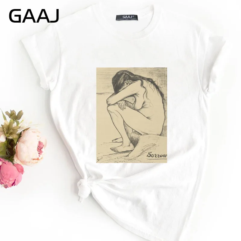 GAAJ "Van Gogh Van Goghing Van Gone", Футболка для женщин, женские футболки, одноцветная Футболка с принтом размера плюс, дизайнерская футболка для влюбленных 8YCDH