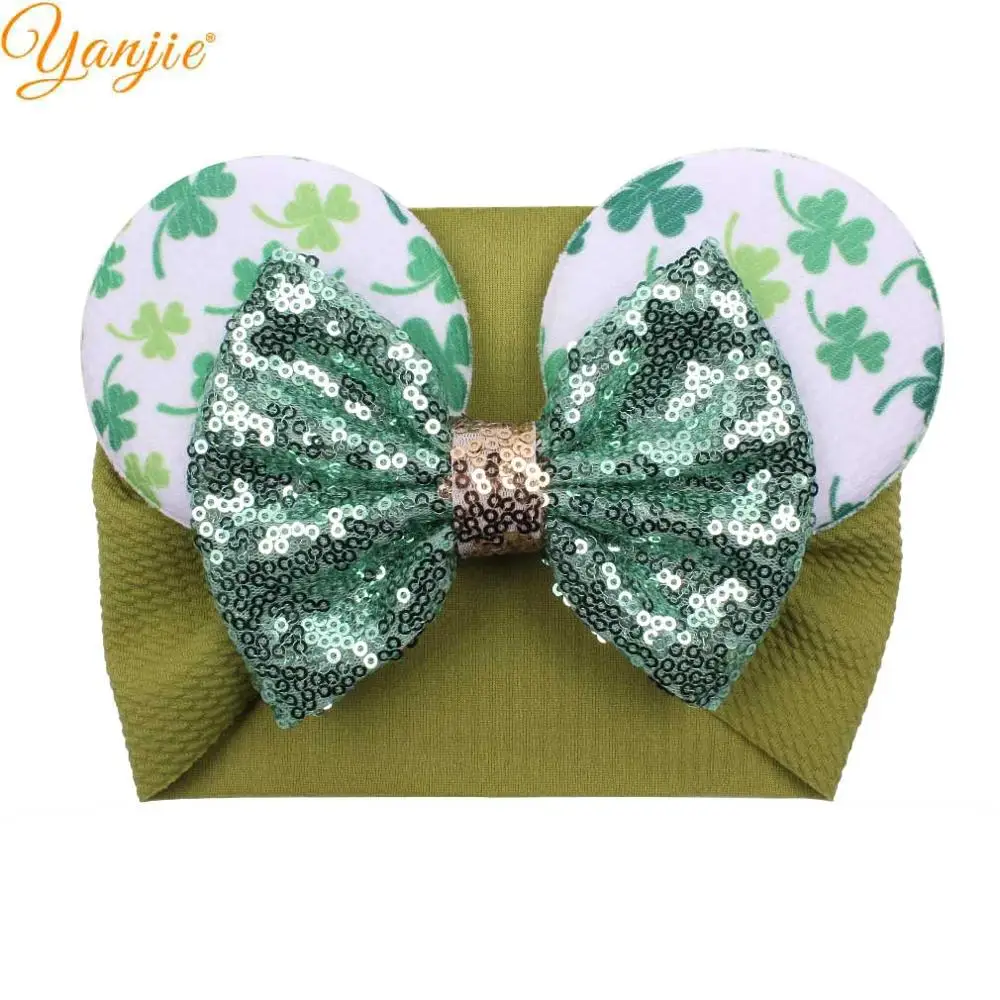 2021 Детская повязка на голову с ушками мышки вафельные банты для волос аксессуары