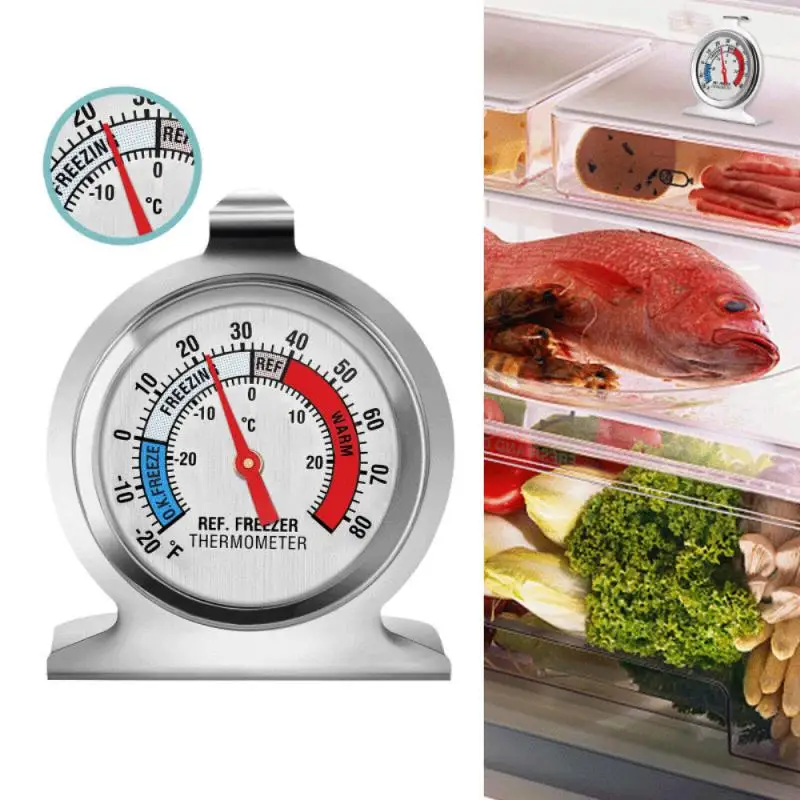 

Refrigerator Freezer Thermometer Fridge Refrigeration Temperature Gauge Stainless Steel Temp Stand Dial Type Home Thermometer
