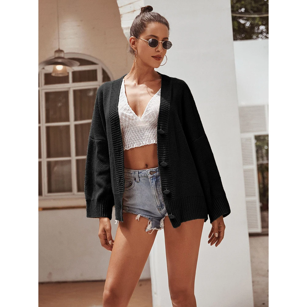 

European American Fashion Women's Autumn Winter Hot Selling Thick Knit Cardigan Sweater Coat
