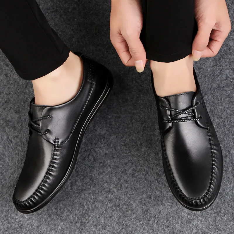 

Outdoor Men Casual Shoes Genuine Leather brogue shoes mens Designer solid Classic Fashion Male Lace up Flats leather shoes men