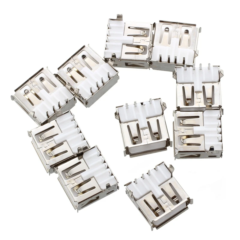 10Pcs USB Type-A Socket 90-Degree Female Connector Jack &amp 6 Pcs 5.5X2.1mm + Male CCTV DC Power | Компьютеры и офис