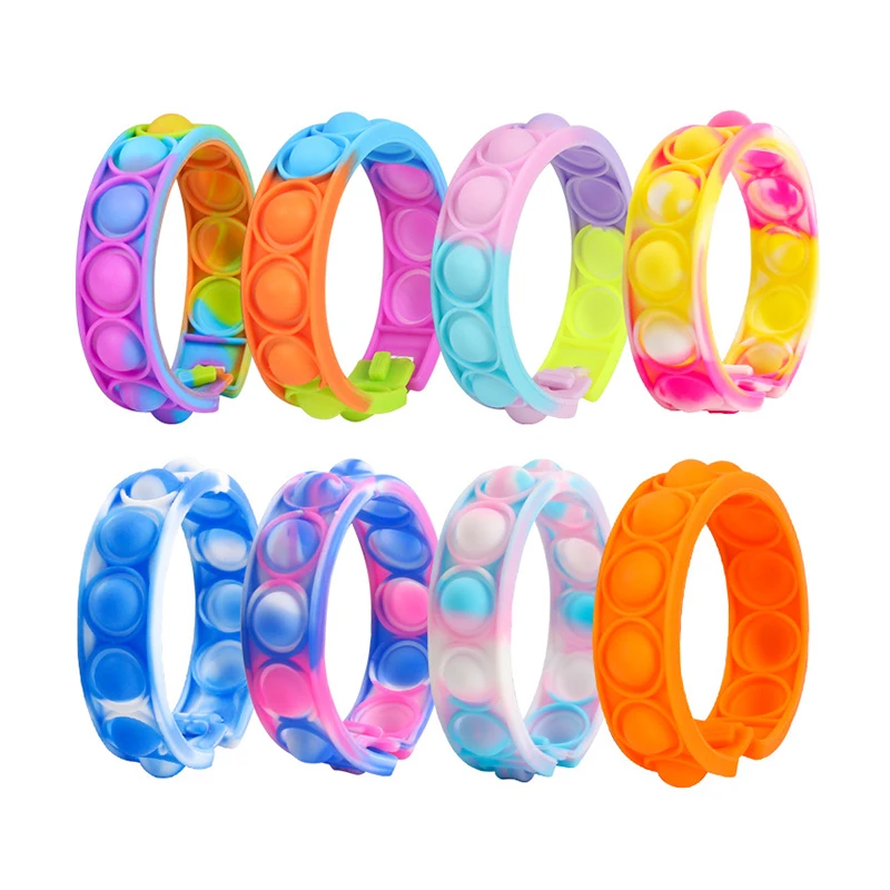 

12 Colors Simple Dimple Push Bubble Bracelet Fidget Toys Children Adults Antistress Reliever Decompression Toy Kids Sensory Toy