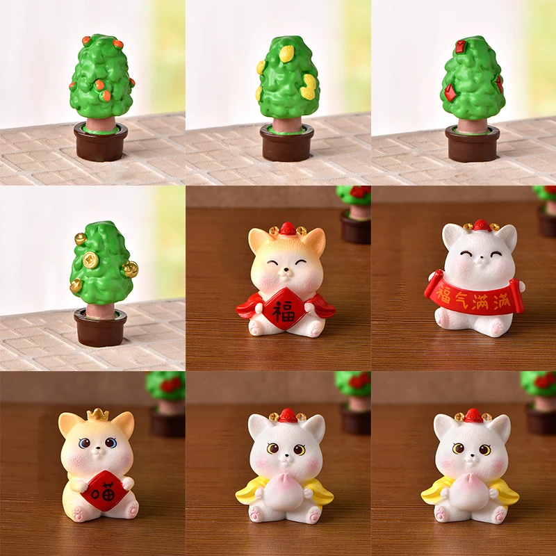 

Lucky Smile Money Cat Fortune Tree Micro Landscape Decor Figurine Crafts Figure Ornaments Miniatures Home Decoration Kids Gifts
