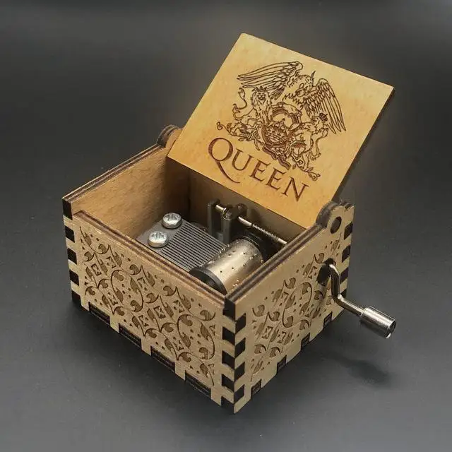Queen Игры Trhones деревянная музыкальная шкатулка ручной коленчатый Imagine John Godfather La land Star Wars Рождественский подарок королева музыкальная шкатулка - Цвет: Queen