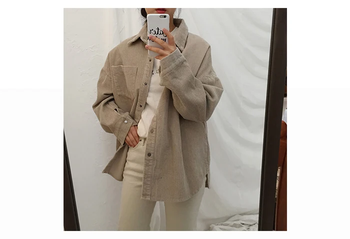 Gentillove новые Harajuku вельветовые куртки женские зимние осенние пальто размера плюс женские Топы Куртки одноцветная одежда