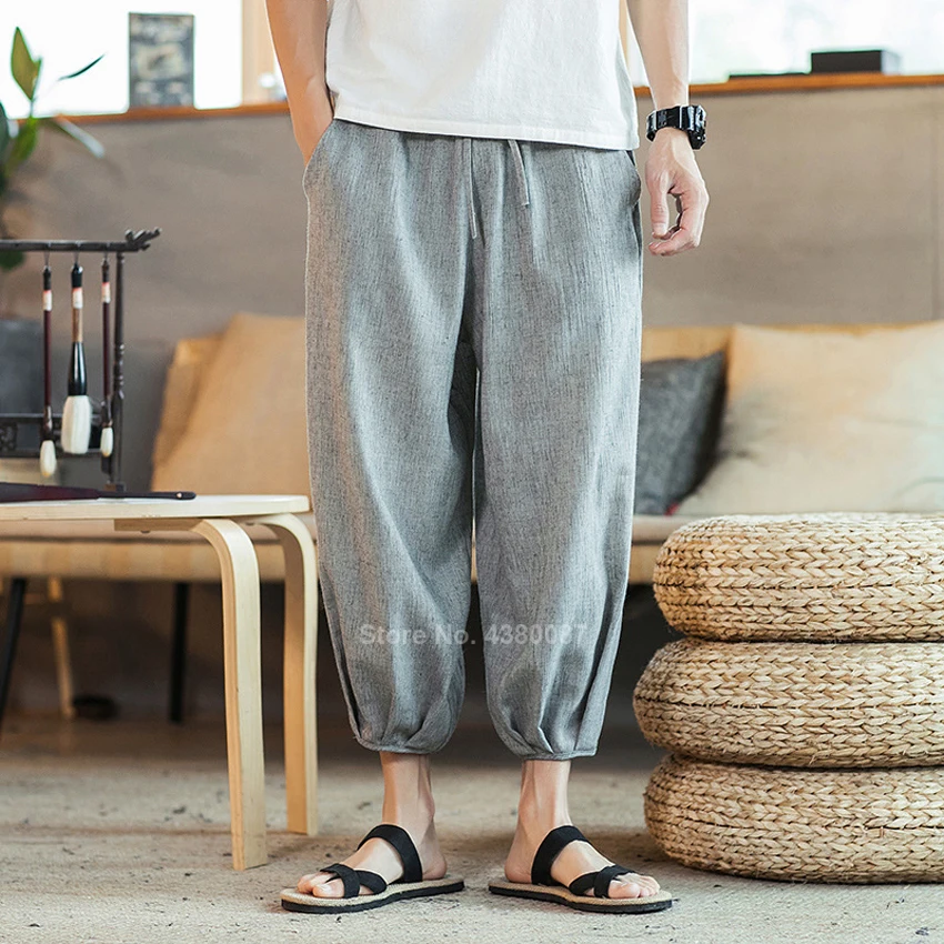 New Japanese Style Harajuku Harem Pants for Men Male Asian Linen Fashion Clothing Hip Hop Loose Vintage Sweatpants Trousers 5XL |