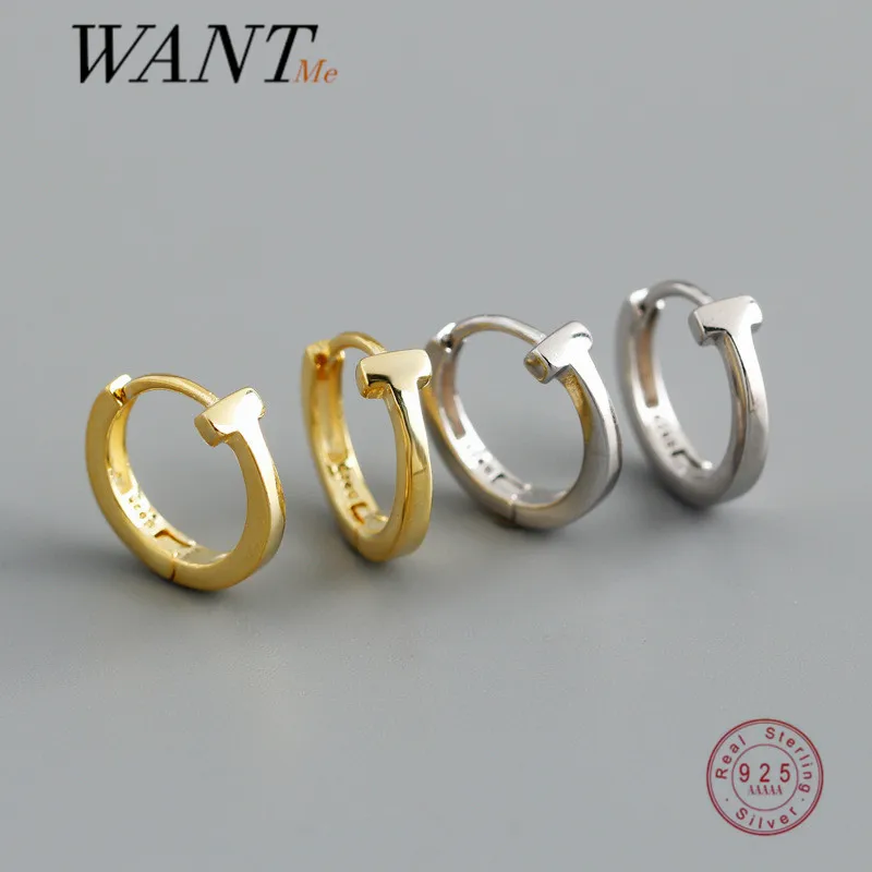

Женские и мужские серьги-обнимашки WANTME, серьги из серебра 925 пробы в Корейском стиле, ювелирное изделие в стиле панк-рок с буквами т, кольцо в ...