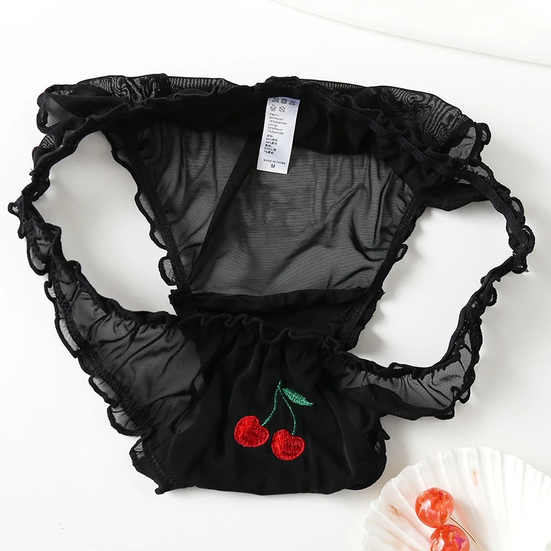 Женское нижнее белье сексуальные прозрачные трусы трусики с вышивкой фруктов