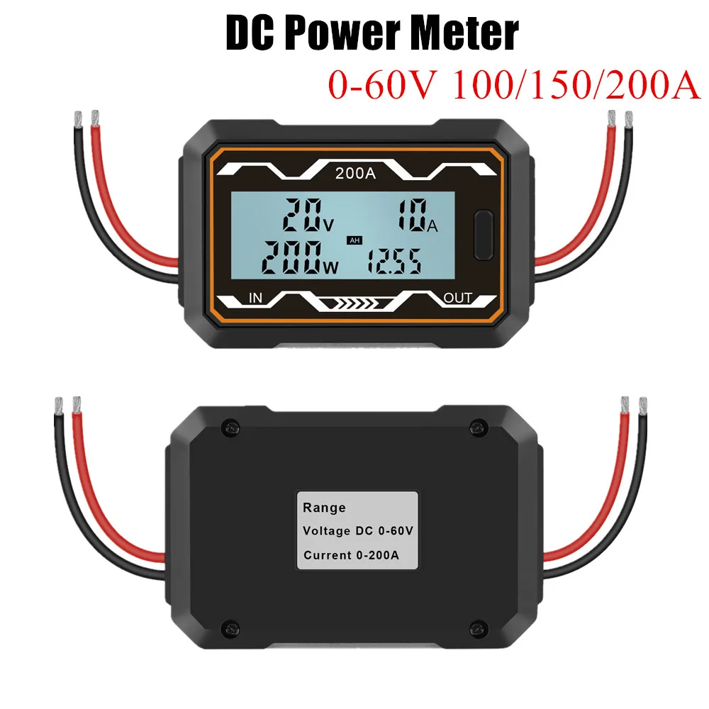100/150 А ватт-метр анализатор мощности постоянного тока 0-60 в измеритель для