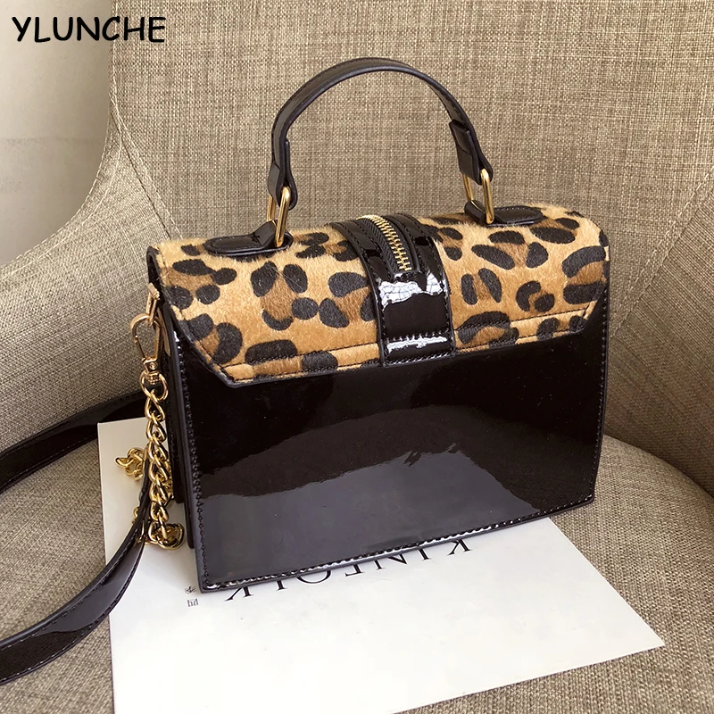 Женские леопардовые сумки через плечо из искусственной кожи однотонные черные и