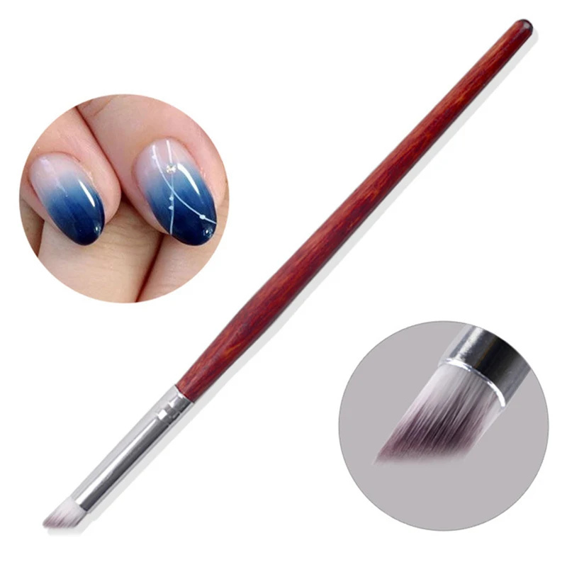 

2021 Wood Handle Nylon Hair Ombre Brush Nail Art Brushes Soft Professional Nails Manicure Tools For Gradient UV Gel Nail