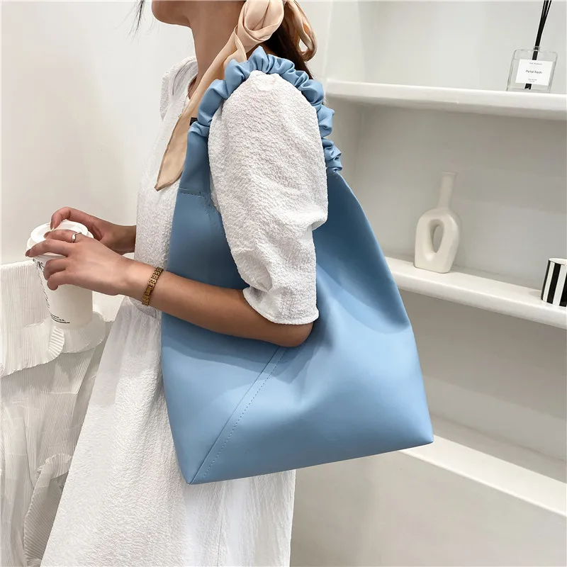 

Women Bags 2021 Shoulder Bag Ladys Pu Leather Big Handbag De Luxe Femme Solid Color Vintage Designer Lady Shoulder Bags