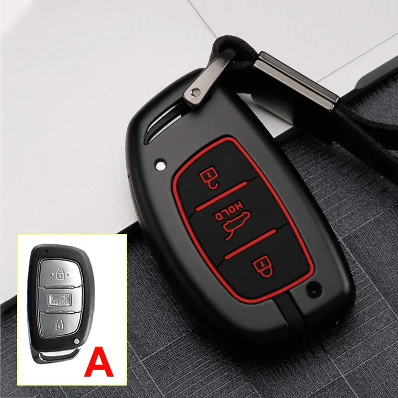 A Black Red Новинка, горячая Распродажа, чехол для ключей автомобиля из цинкового сплава, брелок для hyundai Tucson Creta ix25 i20 10 i30 Verna Mistra Elantra Solaris Accent - Название цвета: A Black Red
