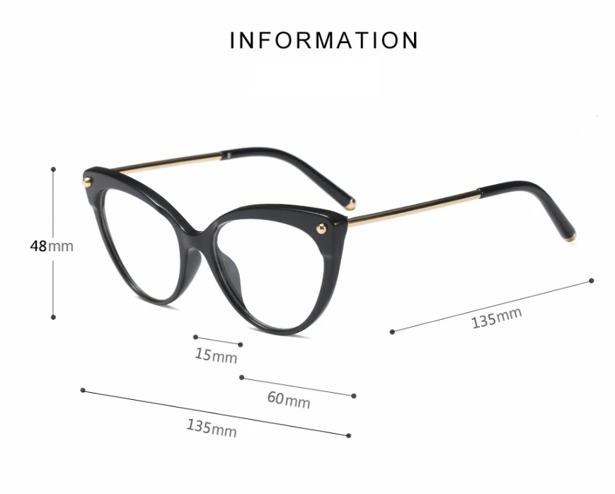 

Cat Eye Glasses Frames Plastic titanium Women Trending Rivet Styles Optical Fashion Computer Glasses