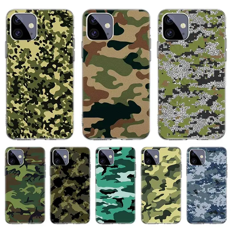

Camouflage Camo Army Bumper Case For Iphone 11 Pro 12 Pro Max 13 7 8 Plus XR XS Max X 12 Mini 6 6S SE 2020 SE2 Cover Shockproof