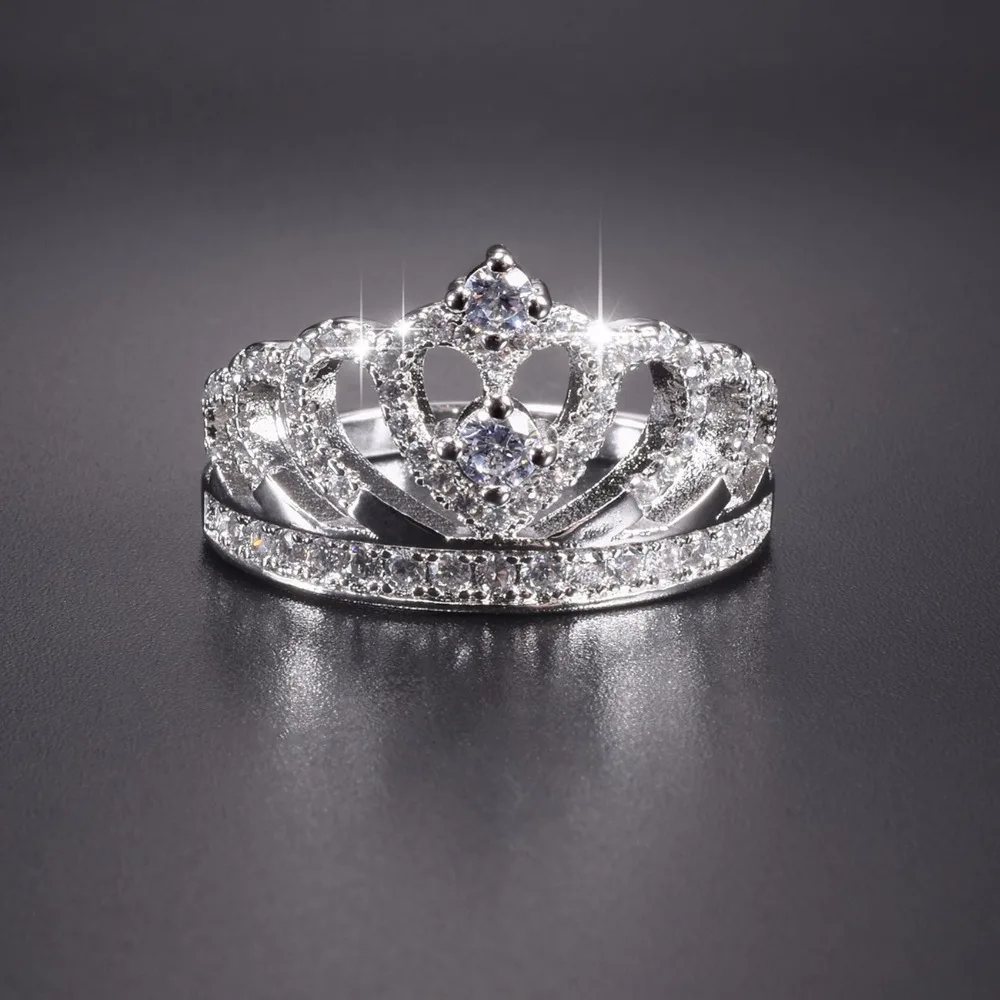 Женское кольцо из серебра 925 пробы с имитацией бриллианта|Кольца| |