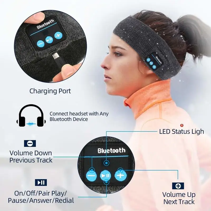Bluetooth music sports headband Wireless workout yoga hair band for men Sleeping fashion running women sweatband 2020 | Спорт и
