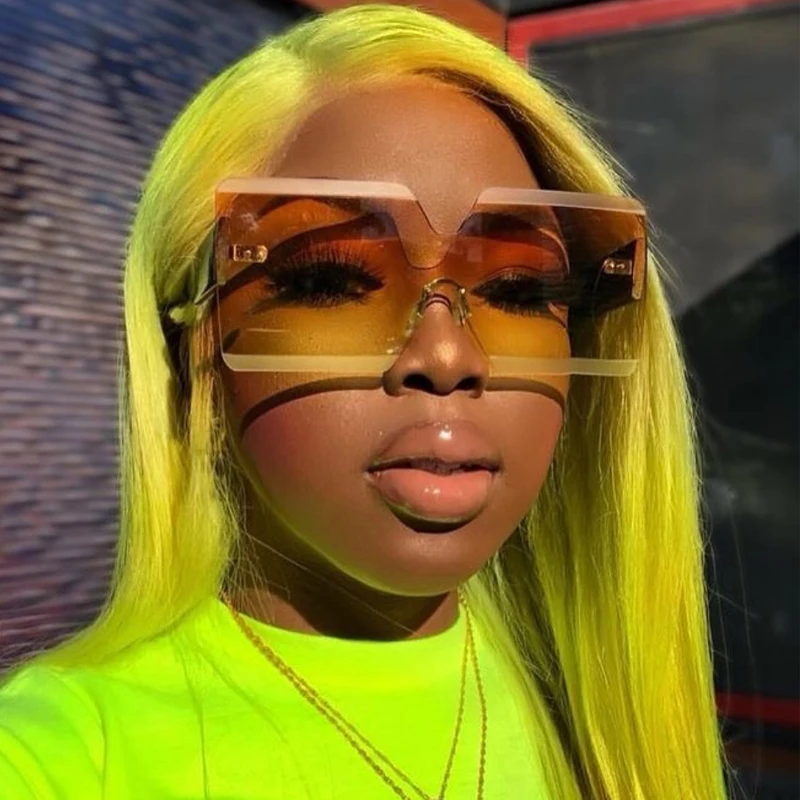 Новые модные солнцезащитные очки без оправы QPeClou 2020 женские брендовые