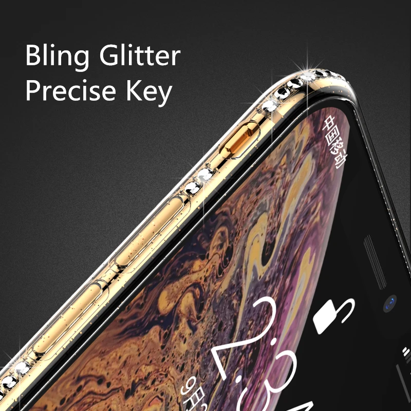 Bling Diamond Soft TPU Clear Case for iphone 11 Pro Max Glitter Transparent Back Cover X XS XR 6 6s 7 8 plus |