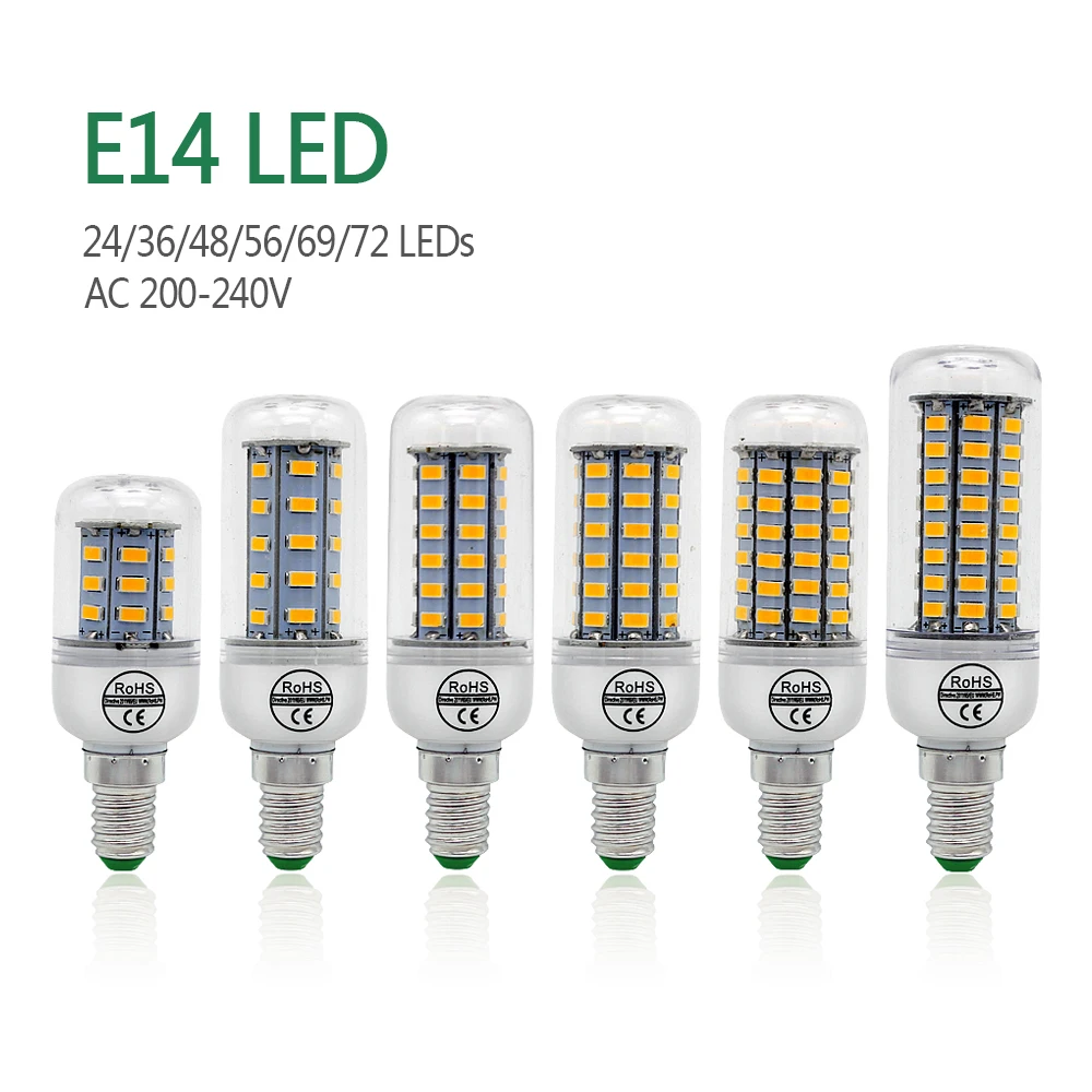 Светодиодная лампа E27 E14 кукурузная SMD5730 220 В светильник 24 36 48 56 69 72