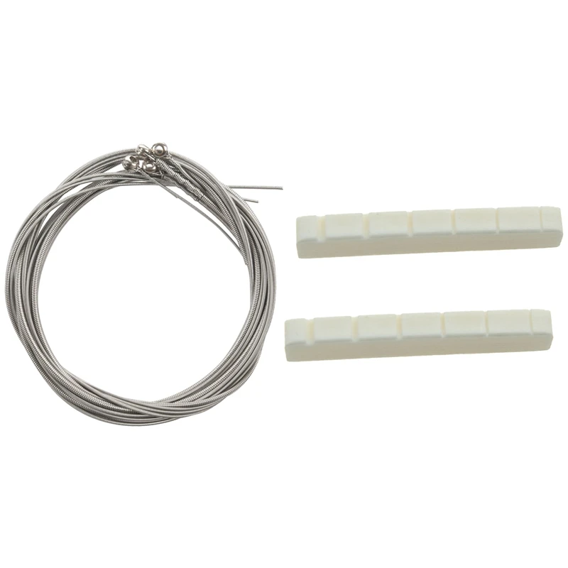 

2 шт. 6-струнная электрическая гайка для Кости крупного рогатого скота со шлицем сменные и 4 шт. аксессуары для бас-струн гитары