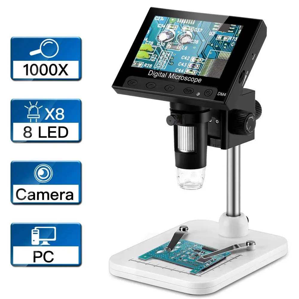 4.3 Inch LCD Digital USB Microscope Endoscope - Record 1000X Magnification Zoom - Storage Camera - Video Recorder for Repair Soldering image 2