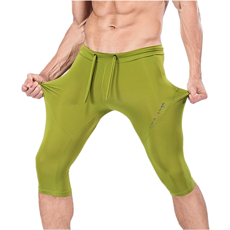 

Top Quality Men Compression 3/4 Pants Quick Dry Elasticity Sport Leggings Men Jogger Tights Fitness Male Underwear Cropped Pants