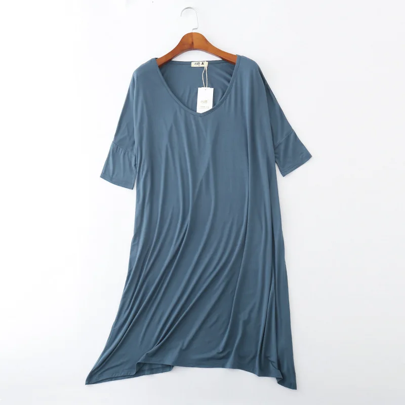 Свободная Женская ночная рубашка из модала однотонное летнее платье для сна