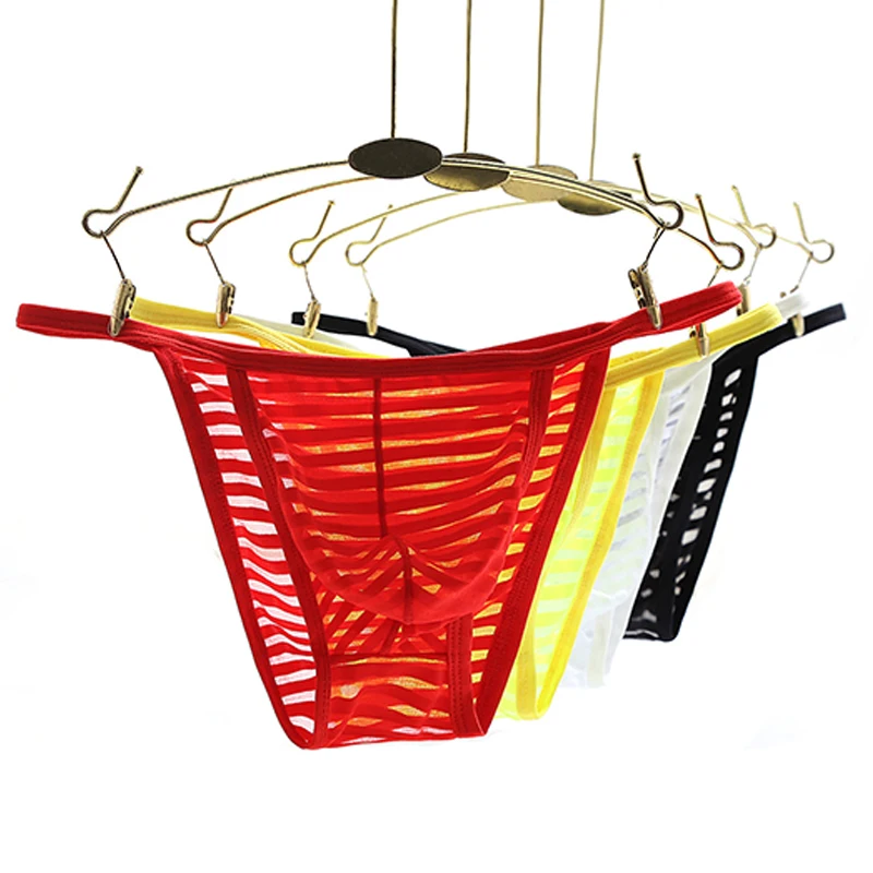 Мужские сексуальные трусы для взрослых дышащее Сетчатое Полосатое эластичное