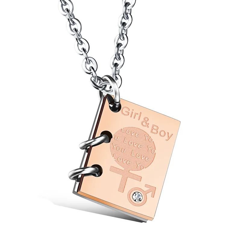 2019 креативная Книга любви из титановой стали ожерелье для пар подарки мужчин и