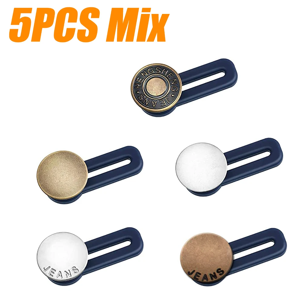 

5/10Pcs 17mm Retro Metal Buttons Detachable Snap Fastener Pants Pin for Jeans Retractable Button Sew-Free Buckles Fit Waist Well