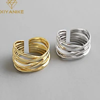 xiyanike silver color rings creative multilayer winding line geometric handmade for women couple size 17 2mm adjustable