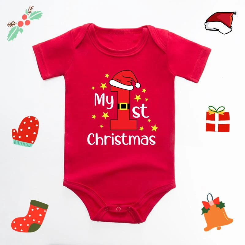 

My First Christmas Infant Bodysuit Baby Red Romper Baby Christmas Toddler Boys Girls Kawaii New Year Clothes, Drop Ship