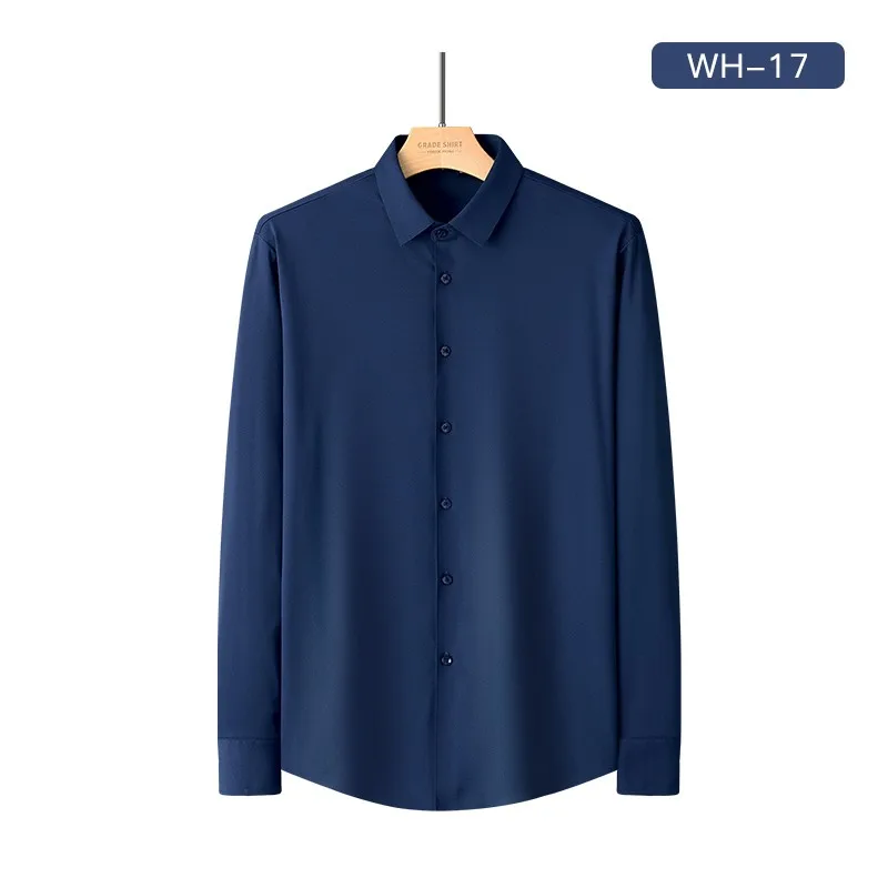 

2021 Pure Color non-iron Striped Shirt Business Casual Mens Anti-wrinkle Shirt Long Sleeve Summer Mens Fashion Clothing Trends
