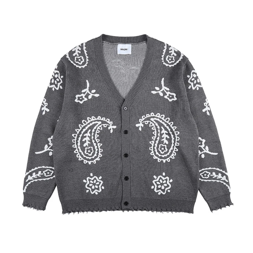 

Vintage Designer Paisley Printed Women Clothing Knitted Sweater Coat Tops 2021 Pullover Sweter Retro Witner Clothes Cardigan