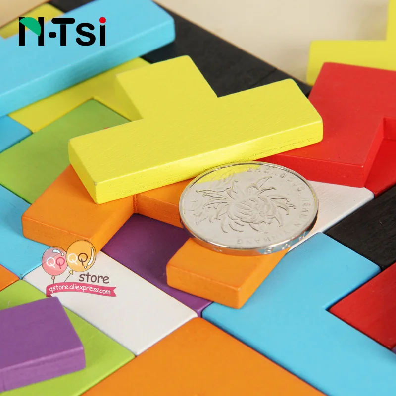 N-Tsi 40 шт. красочные деревянные интеллектуальные головоломки игры Развивающие игрушки для детей подарок