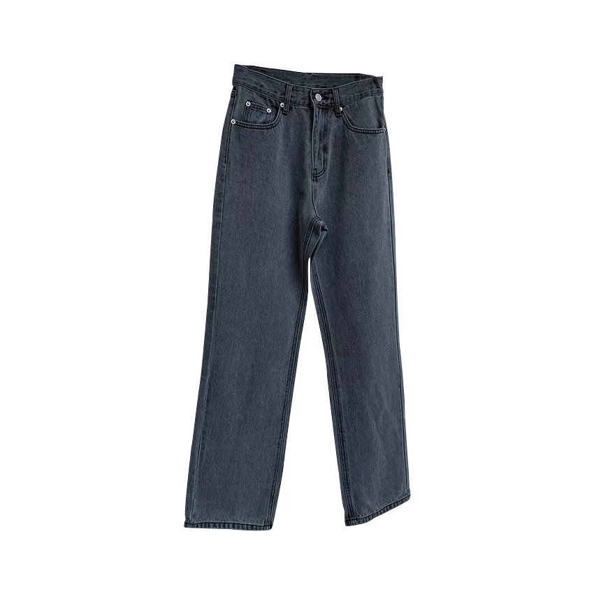 

TVVOVVIN Spring New Korean Fashion Simple High Waist Straight Jeans Loose Casual All-match Female Denim Trousers KGCZ