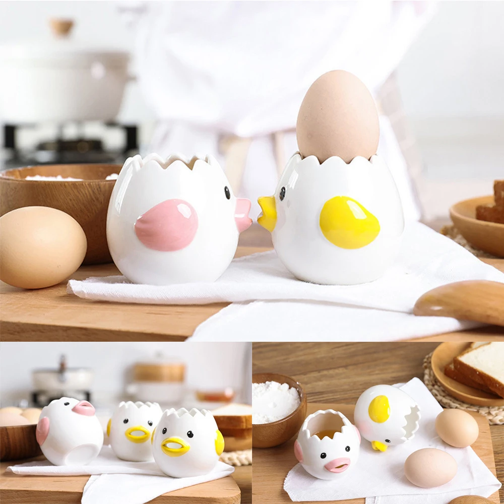 

Sturdy Egg Yolk White Seperator Lightweight Portable Exquisite Cute Creative Ceramic Egg Divider Durable Kitchen Baking Supplies